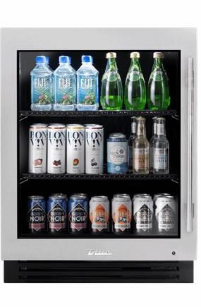 True Residential TURADA24LGAS 24 Inch Stainless Glass Door Left Hinge Ada Height Undercounter Refrigerator Undercounter Refrigerators 24 inch undercounter fridge for kitchen