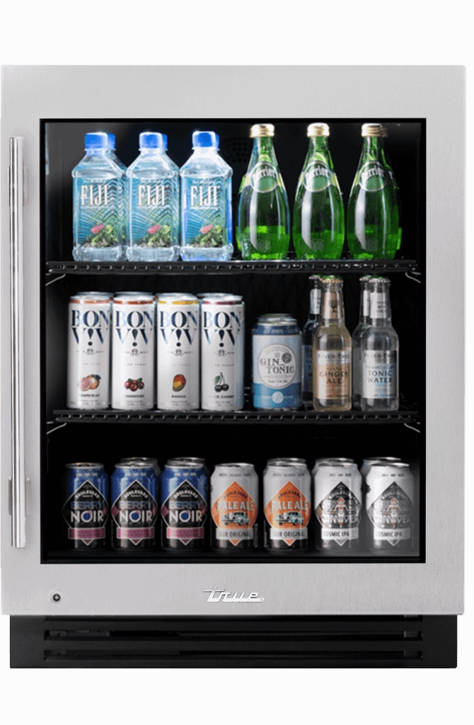 True Residential TURADA24RGAS 24 Inch Stainless Glass Door Right Hinge Ada Height Undercounter Refrigerator Undercounter Refrigerators 24 inch undercounter fridge for kitchen