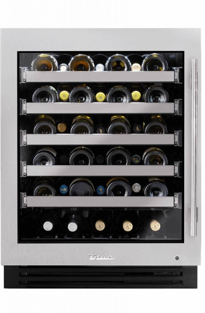 True Residential TUWADA24LGAS 24 Inch Single Zone Stainless Glass Door Left Hinge Ada Height Undercounter Wine Cabinet Outdoor Winecoolers,outdoor wine fridge