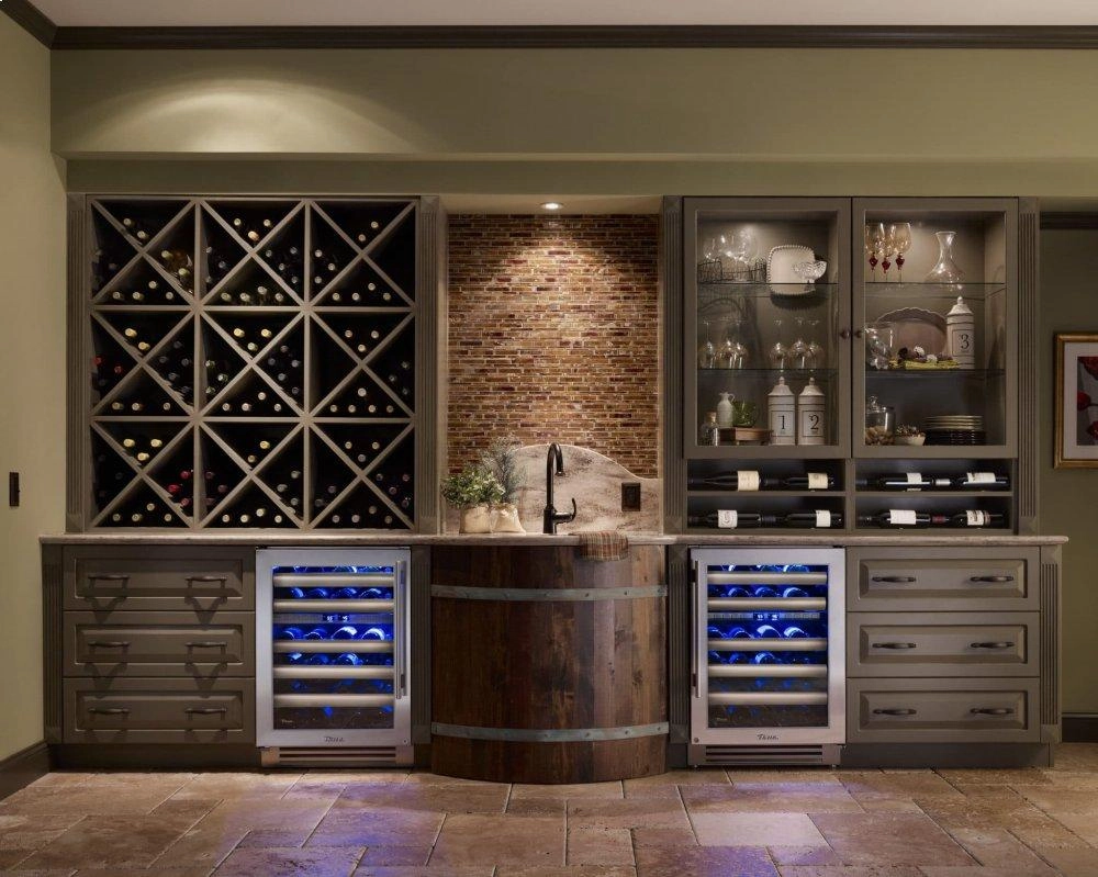 True Residential TWC24DZROPC 24 Inch Dual Zone Overlay Panel Door Right Hinge Undercounter Wine Cabinet