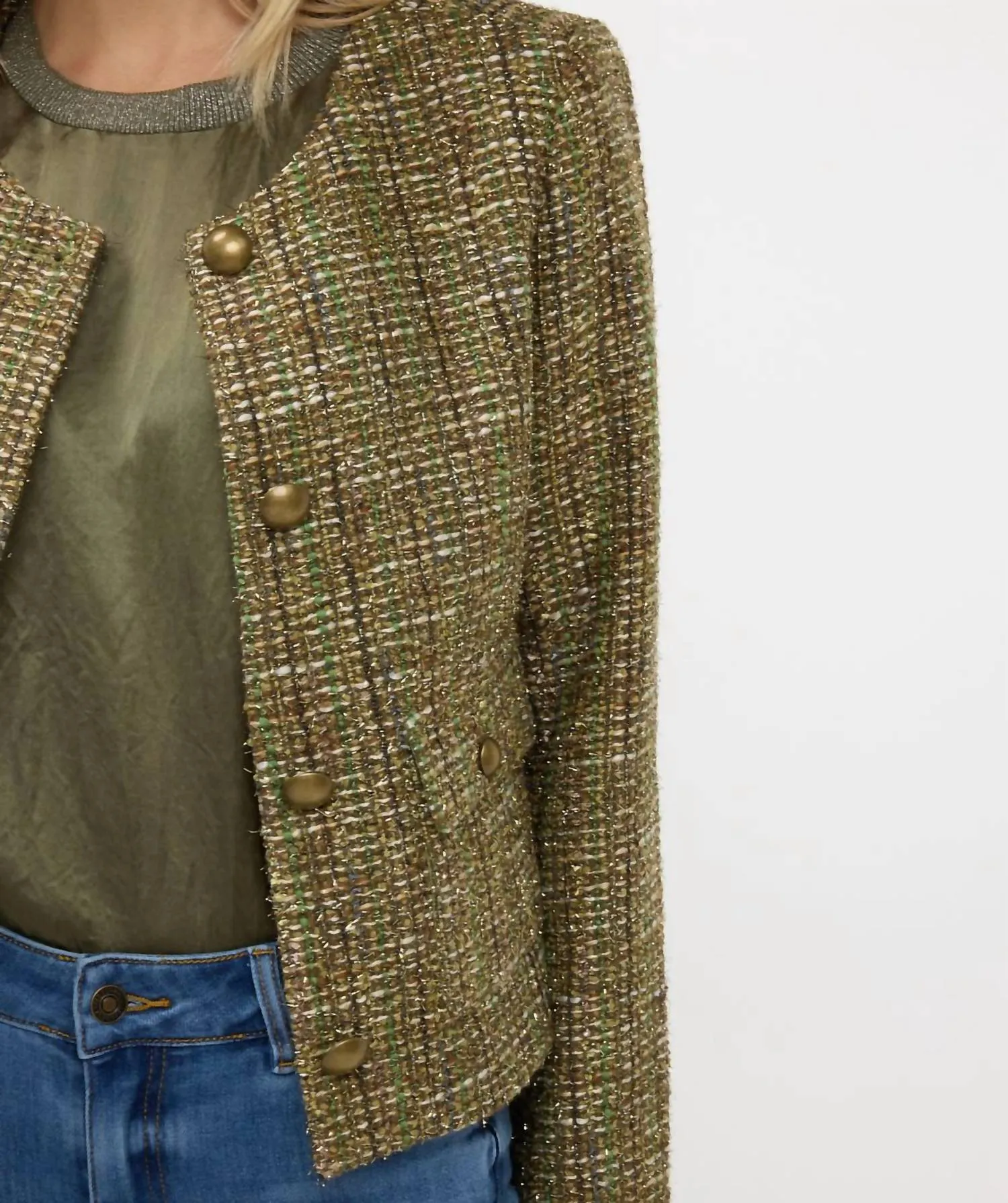 Tweed Blazer In Green