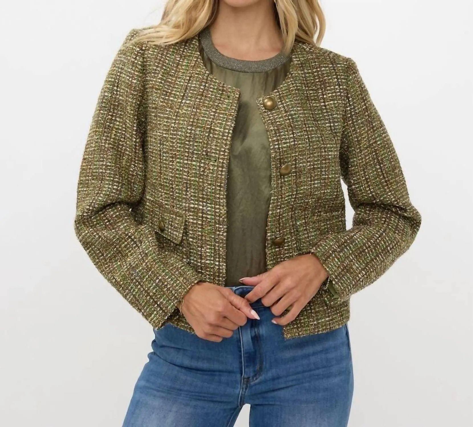 Tweed Blazer In Green
