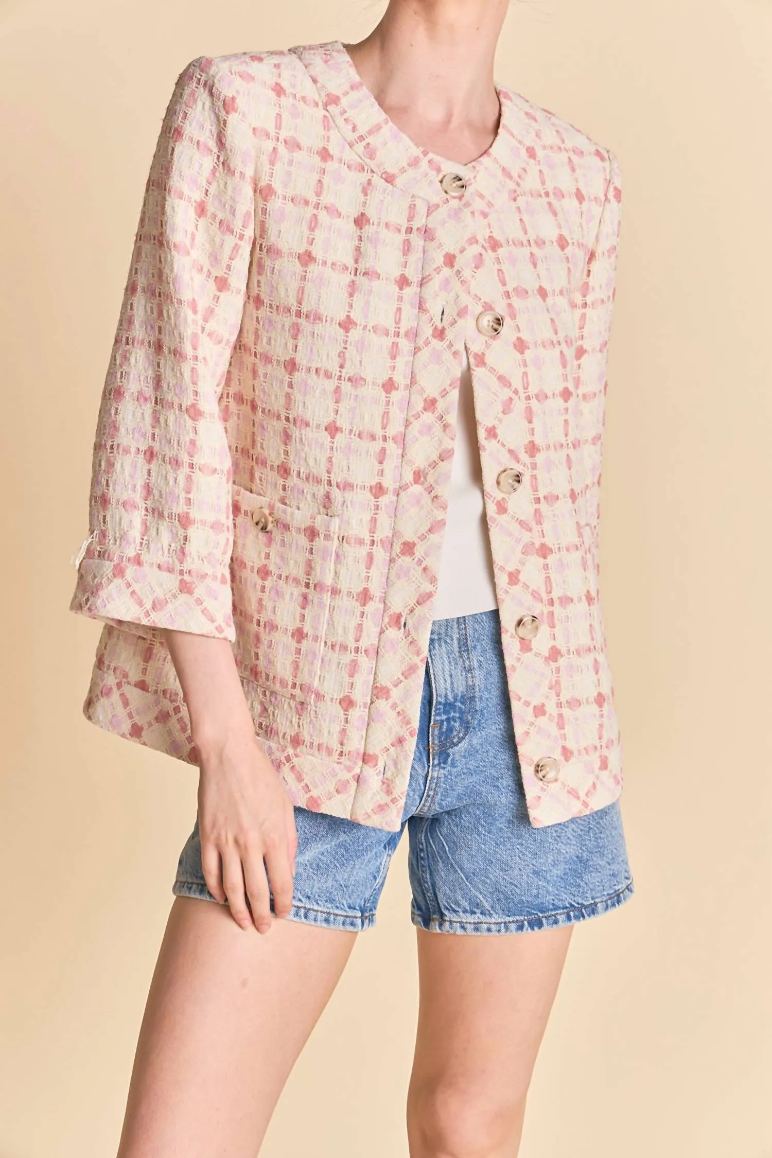 Tweed Box Jacket In Multi