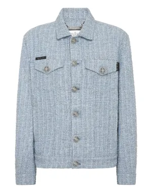Tweed Denim Cropped Jacket