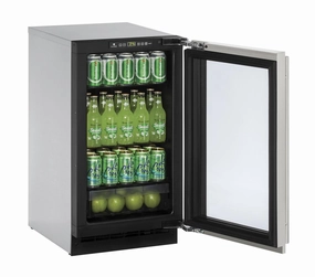 U-Line U2218RGLINT01A 18" Glass Door Refrigerator Integrated Frame Left-Hand Hinge Undercounter Refrigerators 24 inch undercounter fridge for kitchen