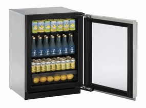 U-Line U3024RGLS01A 24" Glass Door Refrigerator Stainless Frame Left-Hand Hinge Undercounter Refrigerators 24 inch undercounter fridge for kitchen
