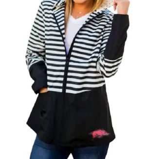 University Of Arkansas Striped Jacket In Black & White
