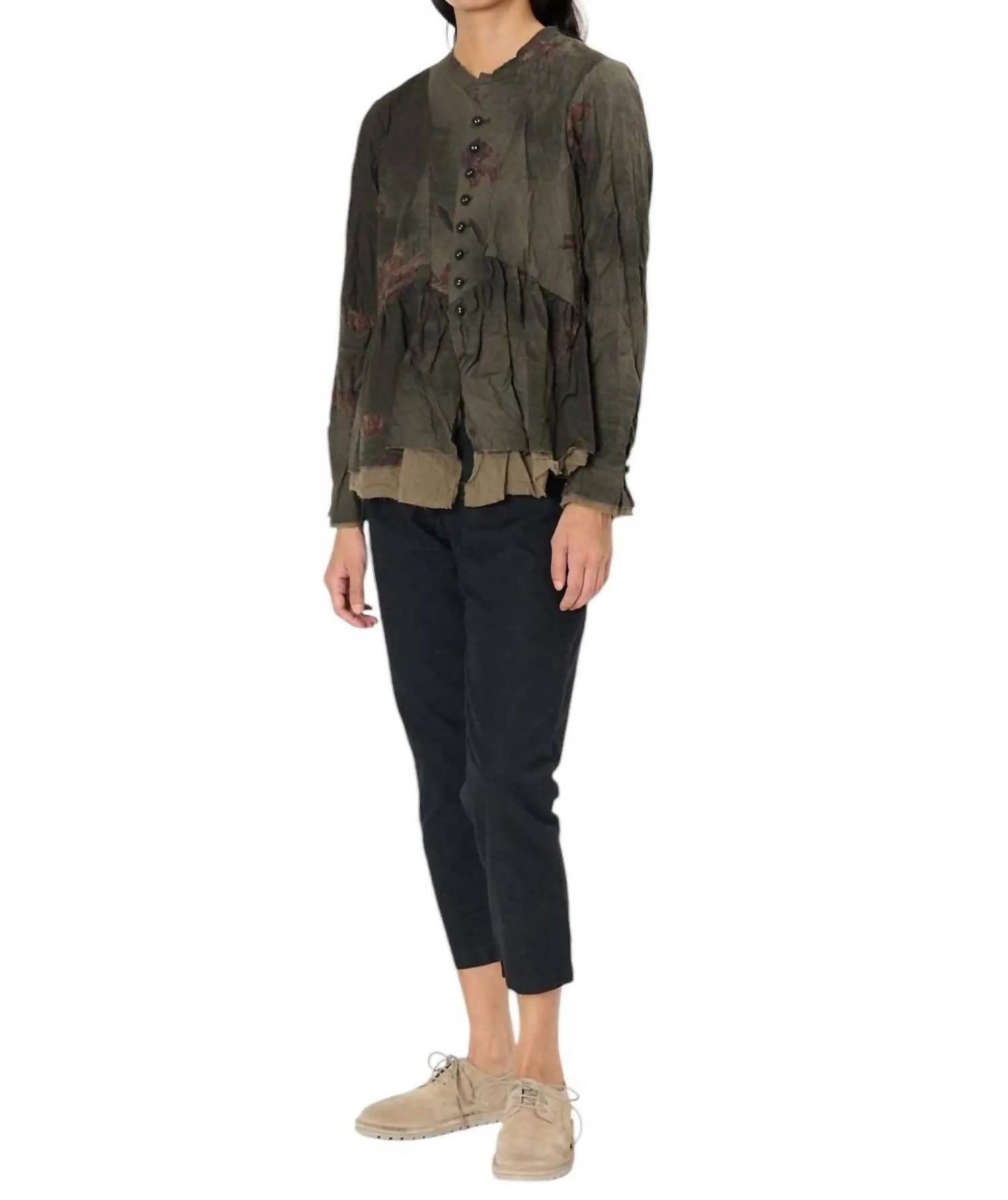 Utakata Print Jacket In Khaki
