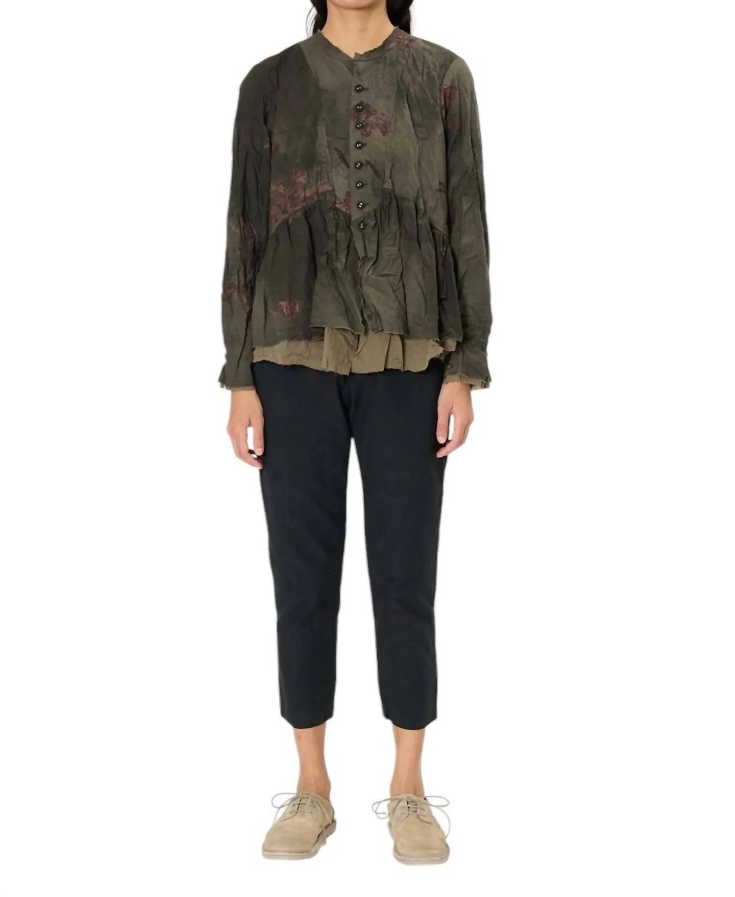 Utakata Print Jacket In Khaki