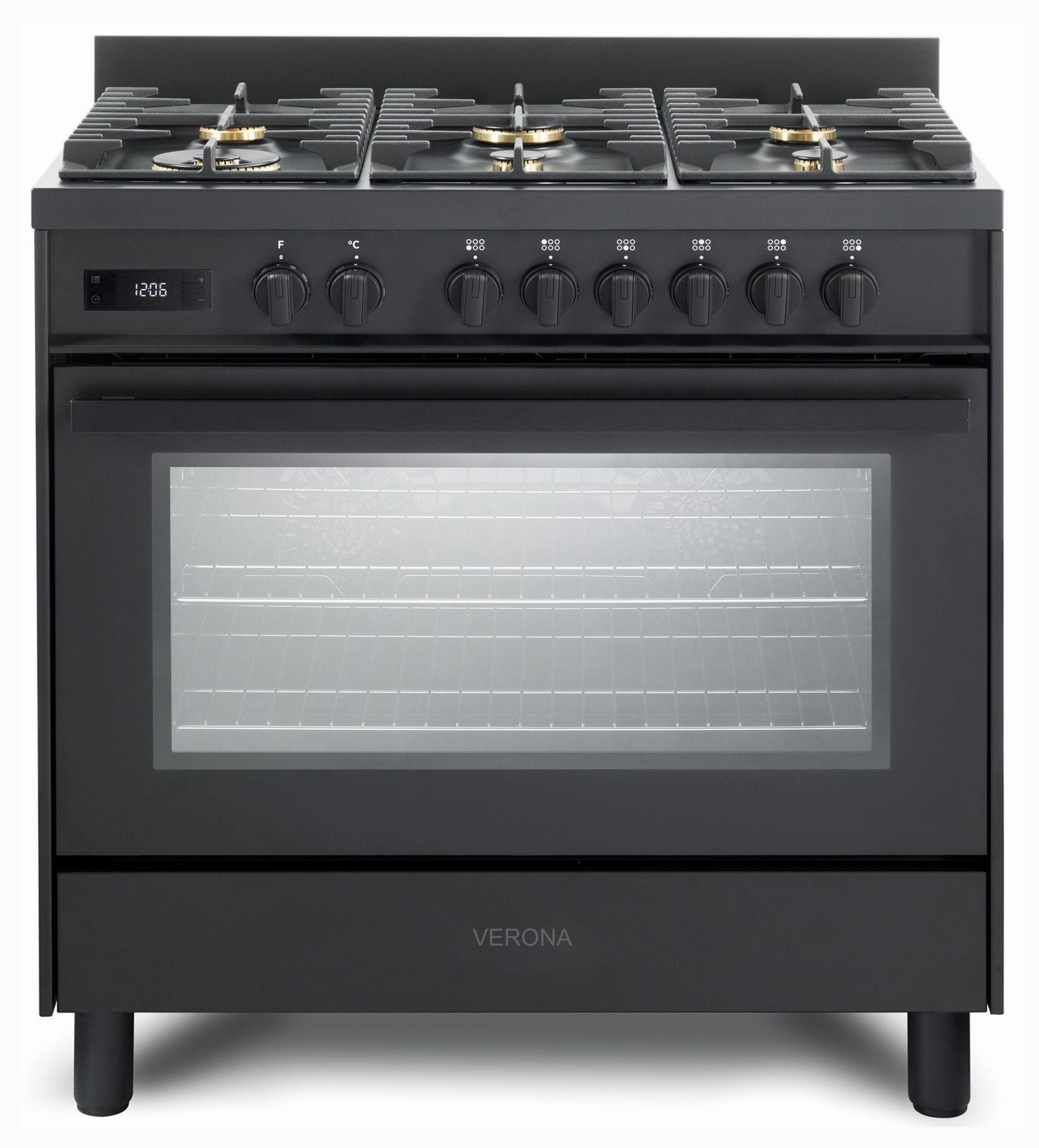 Verona VMFSGE365EE Verona Ult Midnight 36" Dual Fuel Range - Full Black Freestanding Ranges freestanding dual fuel range 30 inch