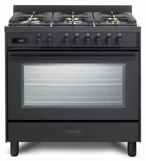 Verona VMFSGE365EE Verona Ult Midnight 36" Dual Fuel Range - Full Black Freestanding Ranges freestanding dual fuel range 30 inch
