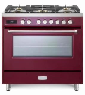 Verona VUFSGE365BU Verona Ultima 36" Dual Fuel Range - Burgundy Freestanding Ranges freestanding dual fuel range 30 inch