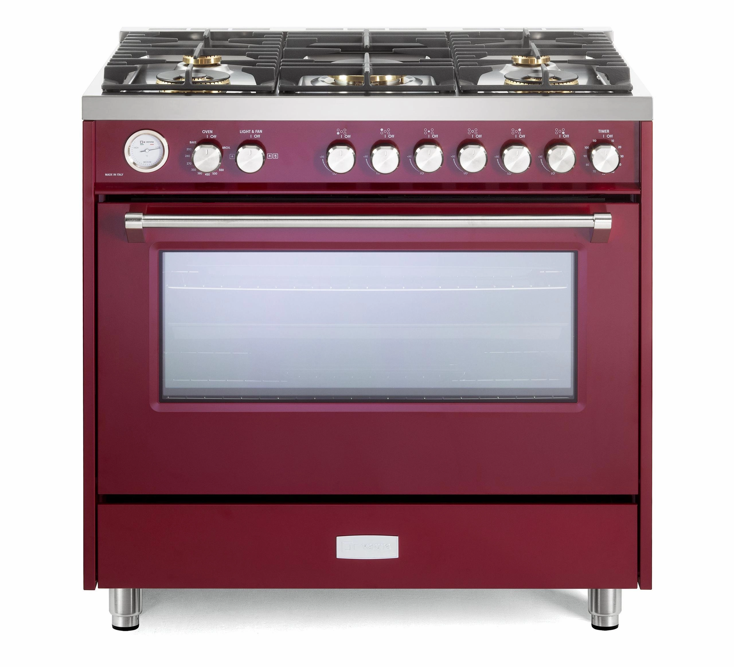 Verona VUFSGG365BU Verona Ultima 36" Gas Range - Burgundy Freestanding Ranges freestanding dual fuel range 30 inch