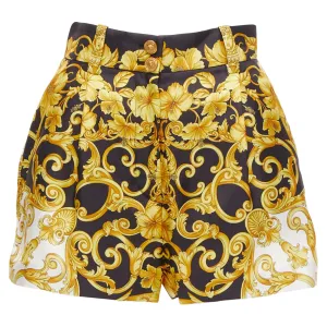 Versace Tribute silk Barocco Hibiscus print high waist shorts