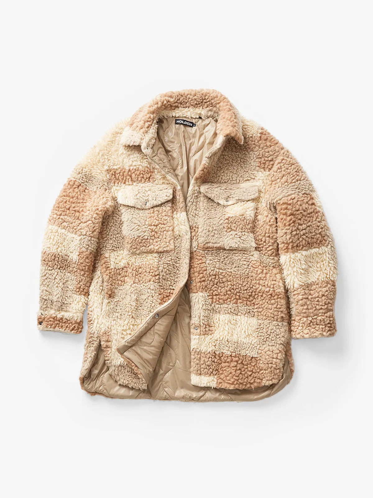W Lined Wool Sherpa Shirt Jacket- Natural Mix