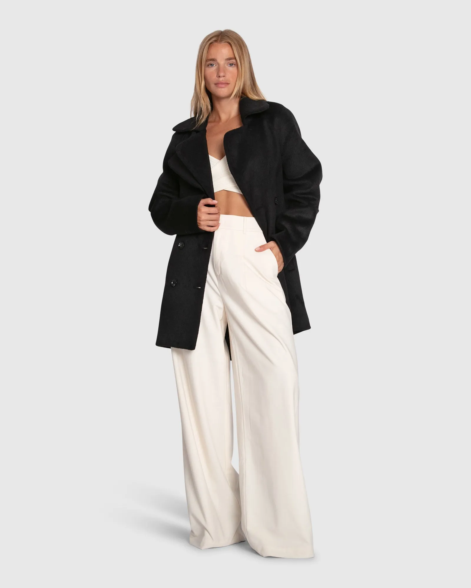 Wanna Be Loved Wool Blend Peacoat