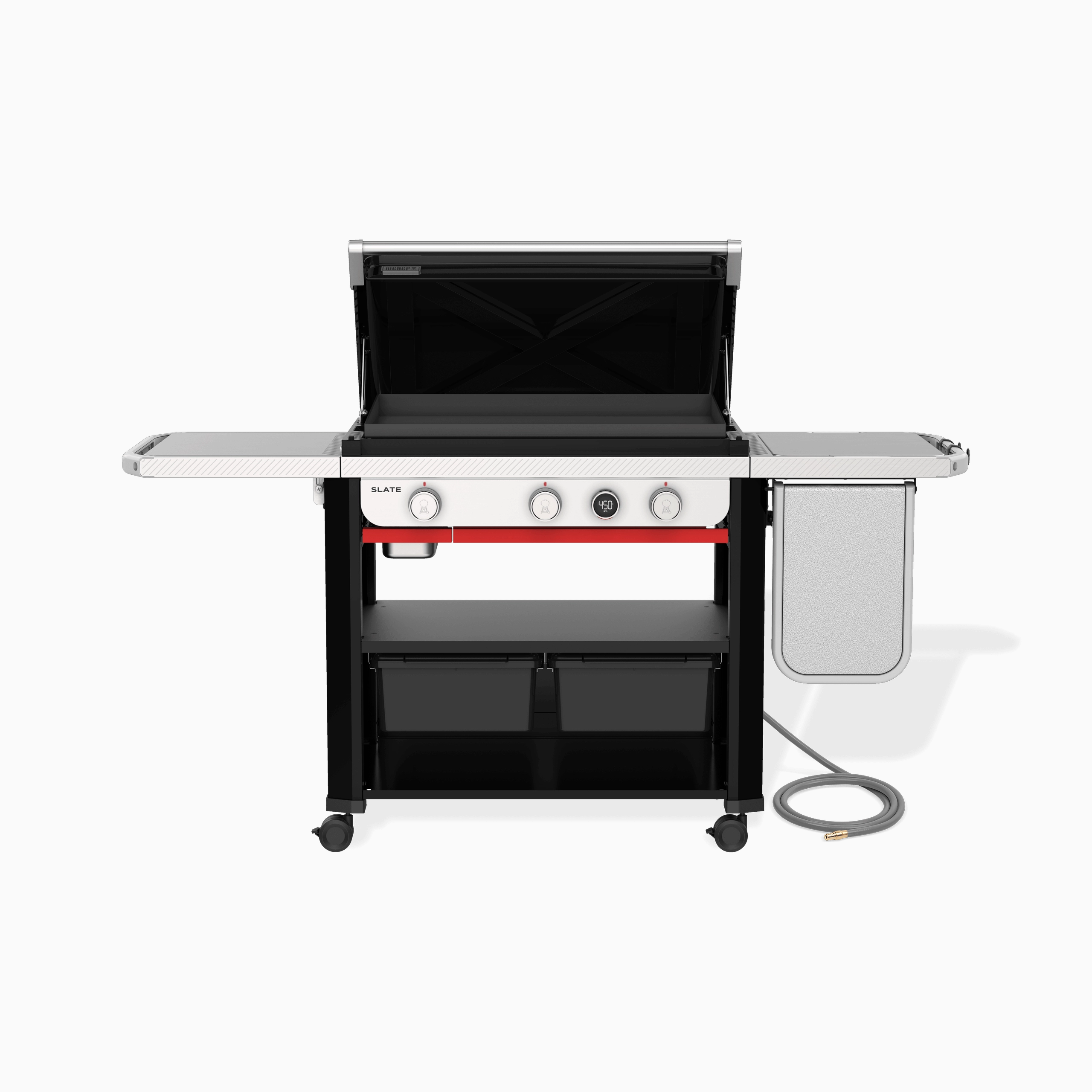 Weber 1500420 Slate&#8482; 30" Rust-Resistant Griddle With Extendable Side Table (Natural Gas) - Black