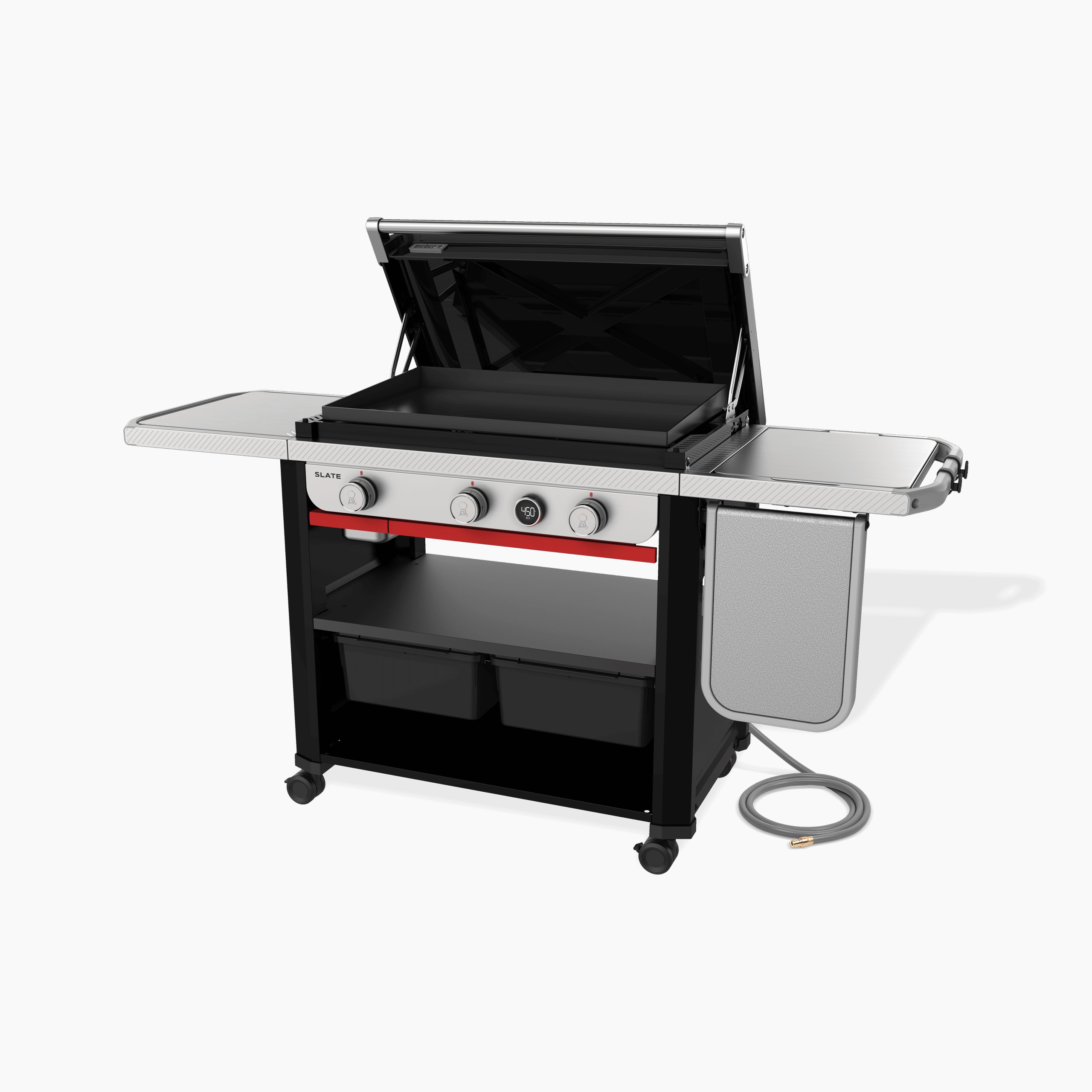Weber 1500420 Slate&#8482; 30" Rust-Resistant Griddle With Extendable Side Table (Natural Gas) - Black