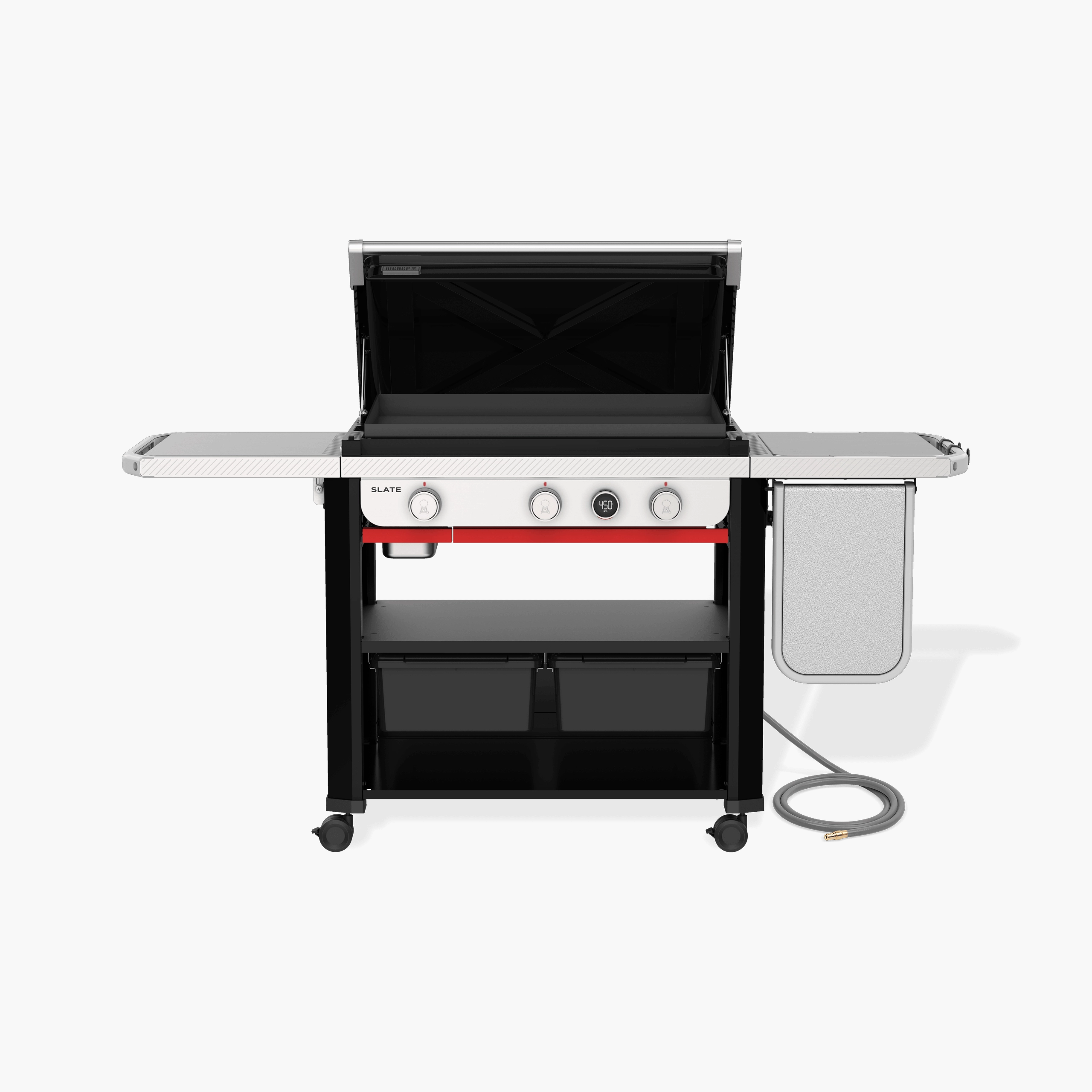 Weber 1500420 Slate&#8482; 30" Rust-Resistant Griddle With Extendable Side Table (Natural Gas) - Black