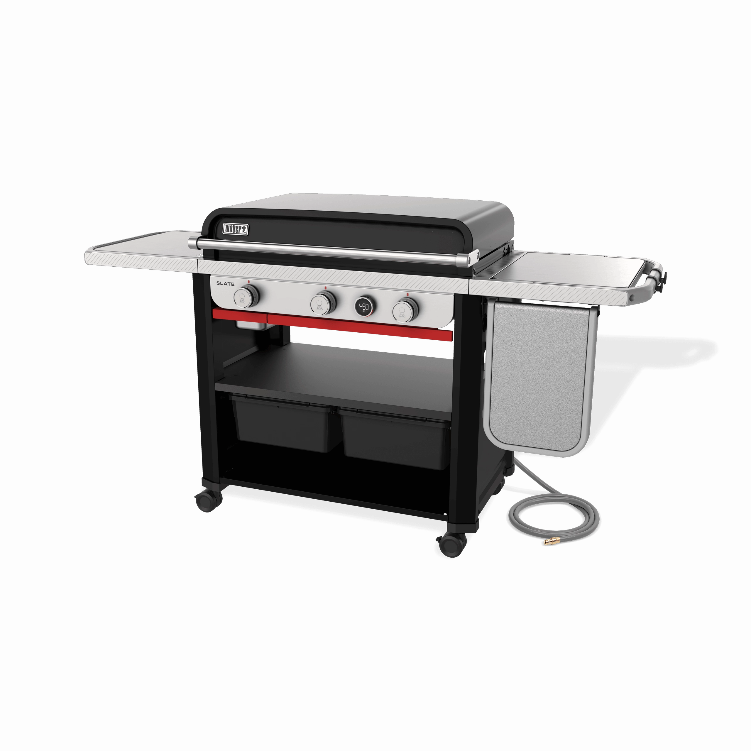 Weber 1500420 Slate&#8482; 30" Rust-Resistant Griddle With Extendable Side Table (Natural Gas) - Black