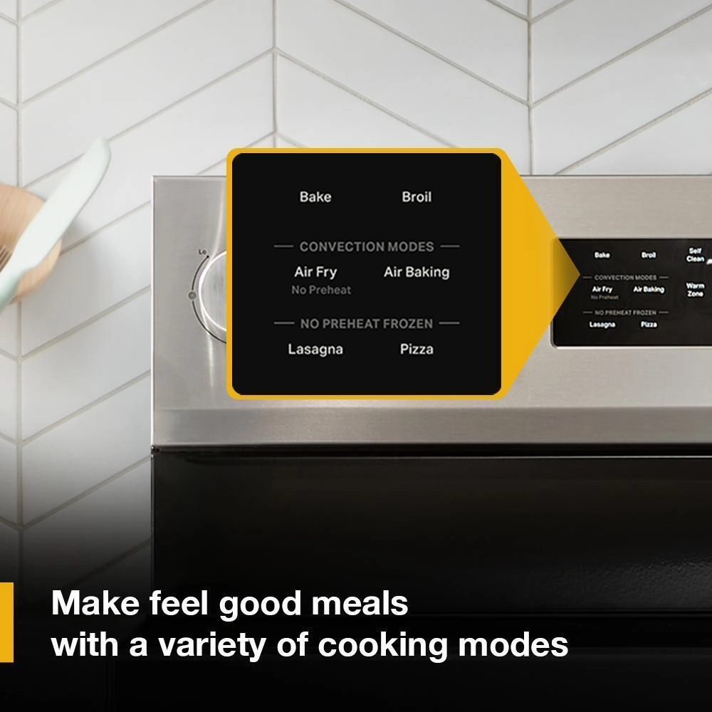 Whirlpool WFES5030RZ 30-Inch Energy Star Electric Range With Air Cooking Technology, No Preheat Air Fry And Air Baking And Self Clean