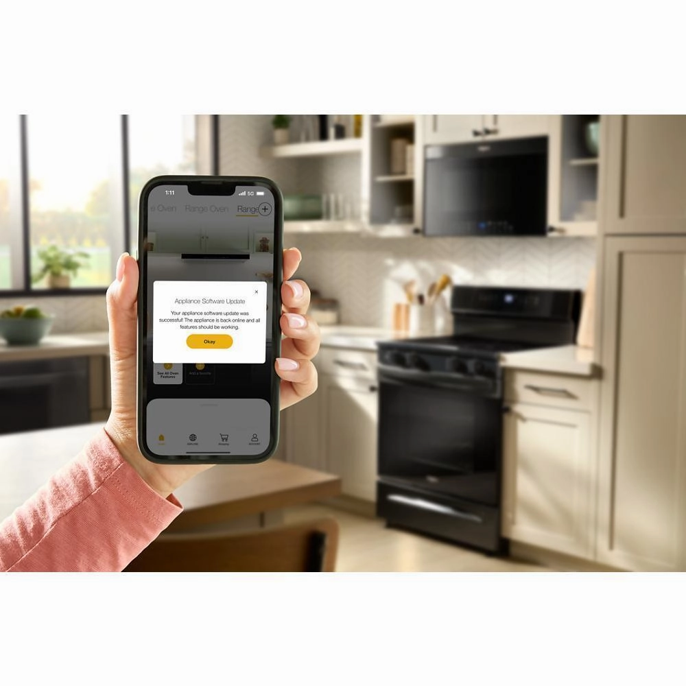 Whirlpool WFES7530RB 30-Inch Smart Electric Smart Range With Air Cooking Technology, No Preheat Air Fry, High Speed Preheat Oven, Wipeclean&#8482; Coating, And Steam/Self Clean