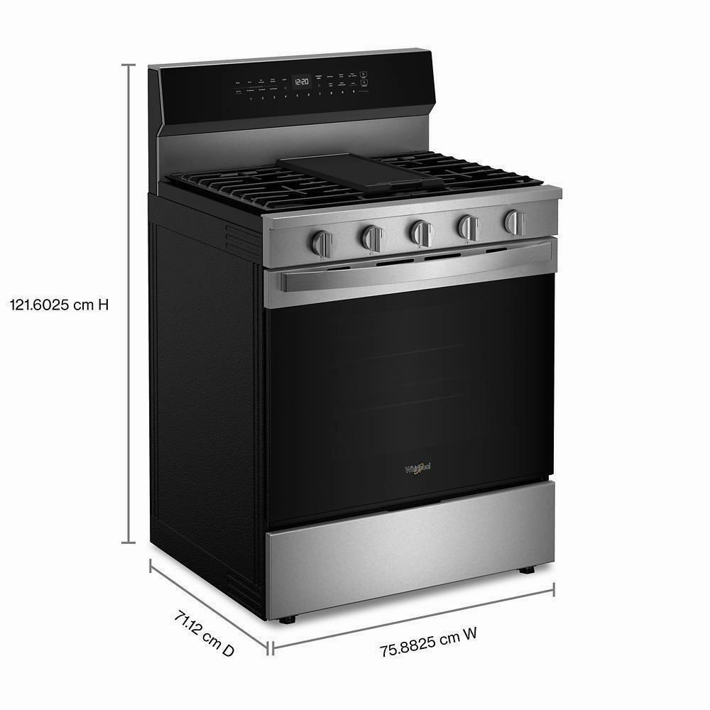 Whirlpool WFGS7530RZ 30-Inch Smart Gas Range With Air Cooking Technology, No Preheat Air Fry, Steam/Self Clean And High Speed Preheat