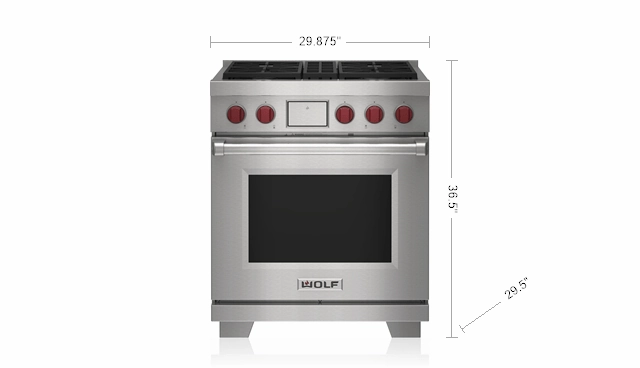 Wolf DF30450BKP 30" Dual Fuel Range - 4 Burners