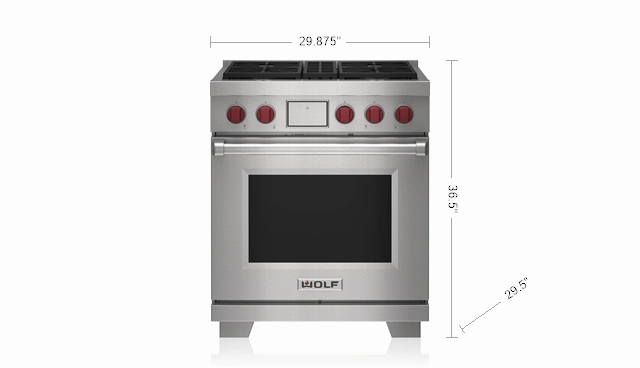 Wolf DF30450WHP 30" Dual Fuel Range - 4 Burners