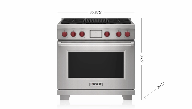 Wolf DF36450CBKP 36" Dual Fuel Range - 4 Burners And Infrared Charbroiler