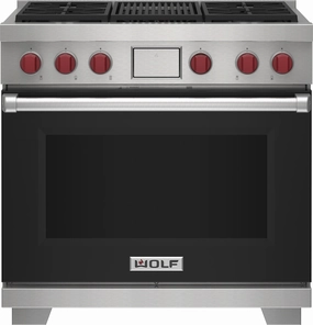 Wolf DF36450CBKP 36" Dual Fuel Range - 4 Burners And Infrared Charbroiler Freestanding Ranges freestanding dual fuel range 30 inch