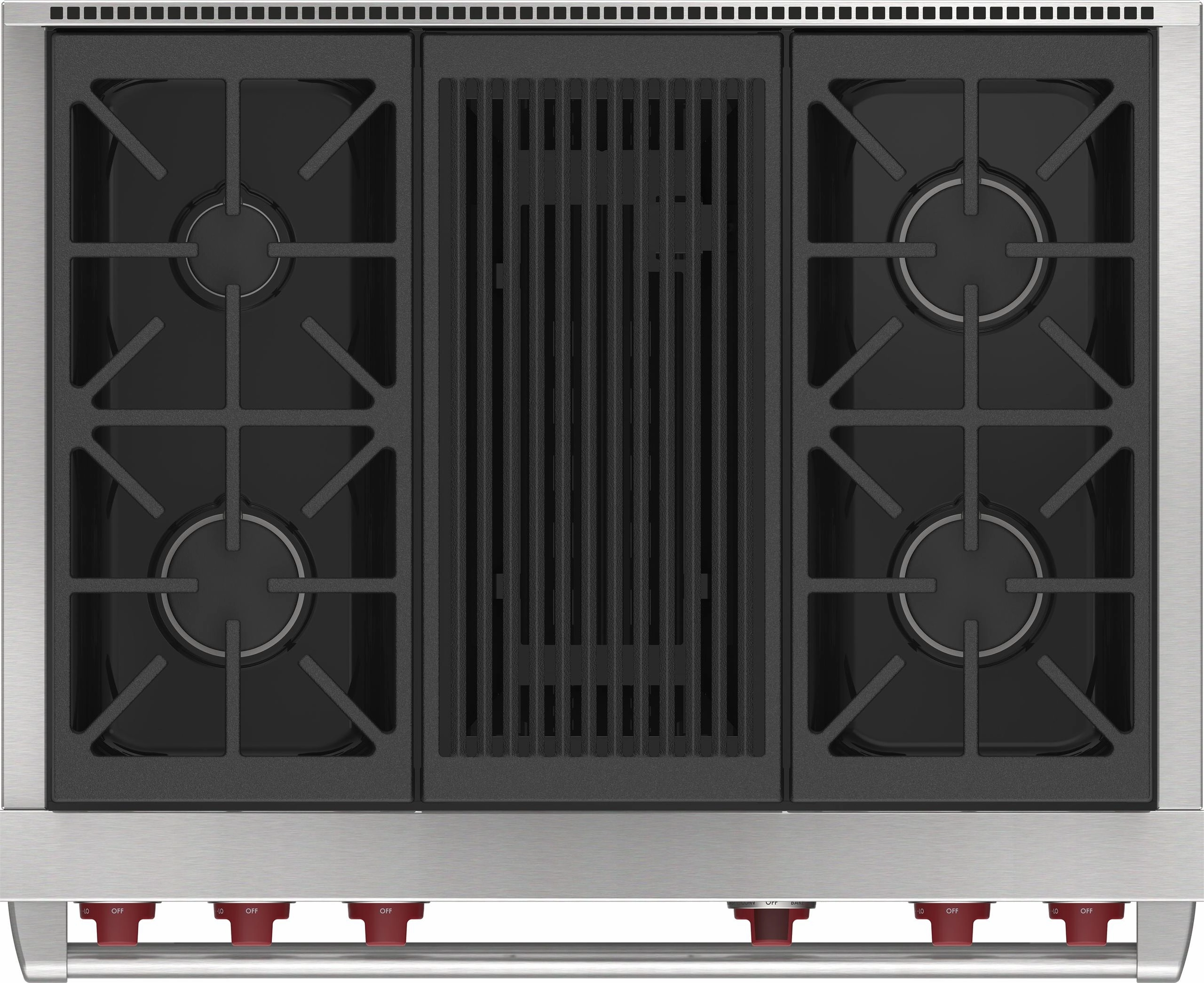 Wolf DF36450CBKP 36" Dual Fuel Range - 4 Burners And Infrared Charbroiler