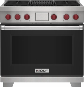 Wolf DF36450CBKPLP 36" Dual Fuel Range - 4 Burners And Infrared Charbroiler Freestanding Ranges freestanding dual fuel range 30 inch