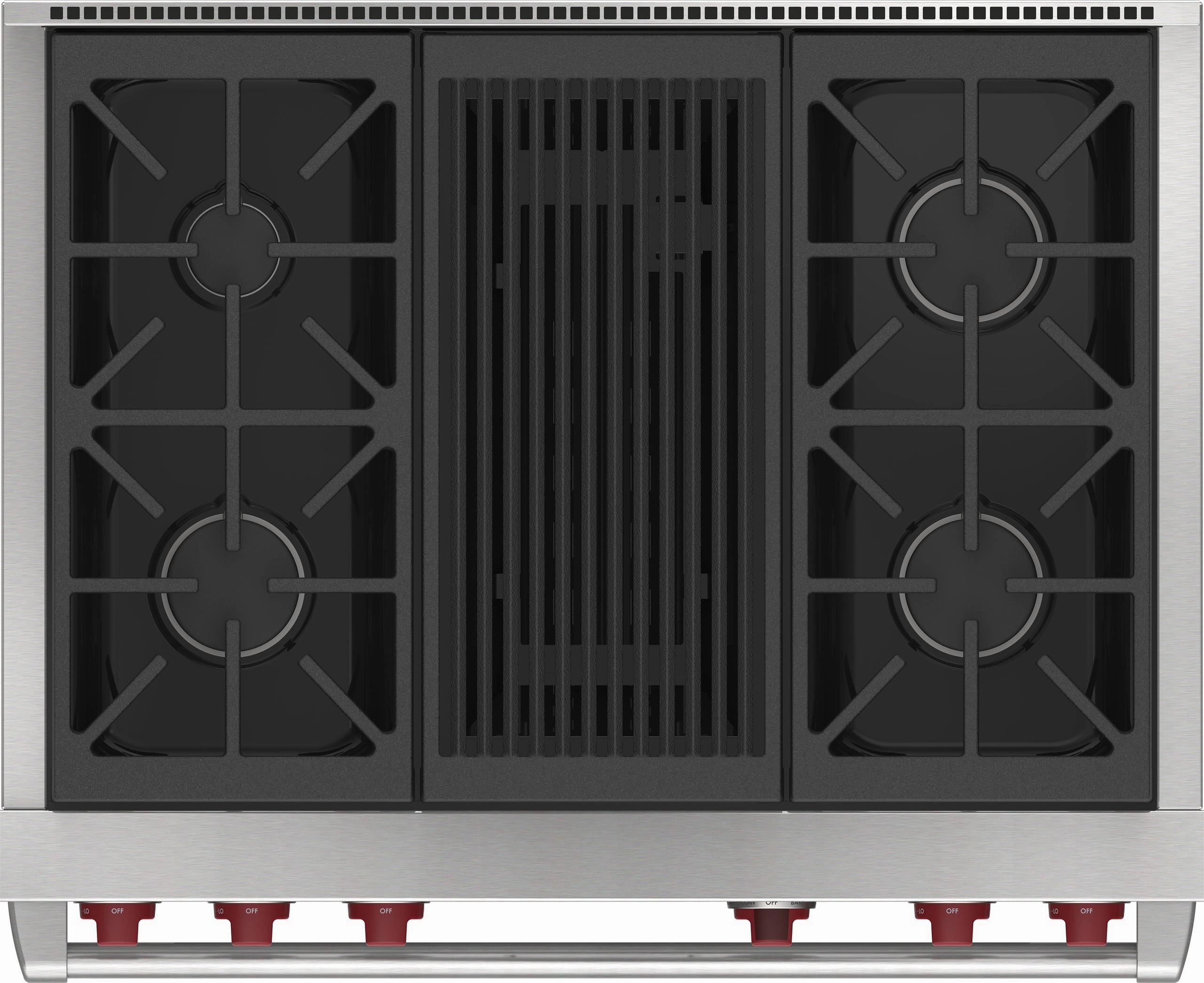 Wolf DF36450CBKPLP 36" Dual Fuel Range - 4 Burners And Infrared Charbroiler