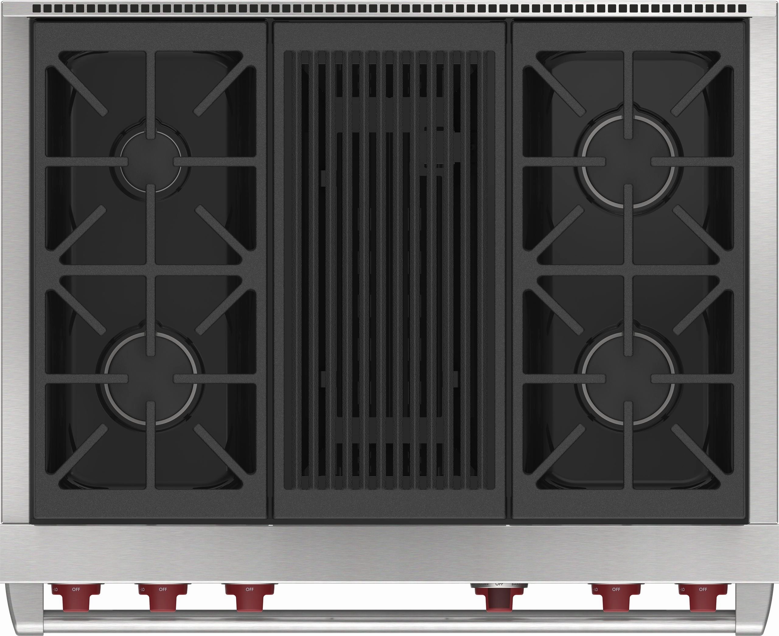 Wolf DF36450CWHPLP 36" Dual Fuel Range - 4 Burners And Infrared Charbroiler