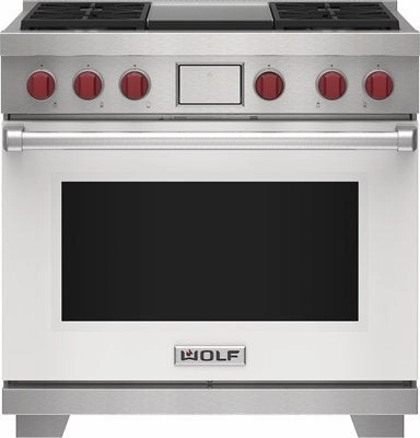 Wolf DF36450GWHPLP 36" Dual Fuel Range - 4 Burners And Infrared Griddle Freestanding Ranges freestanding dual fuel range 30 inch