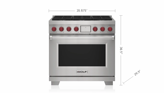 Wolf DF36650BKP 36" Dual Fuel Range - 6 Burners
