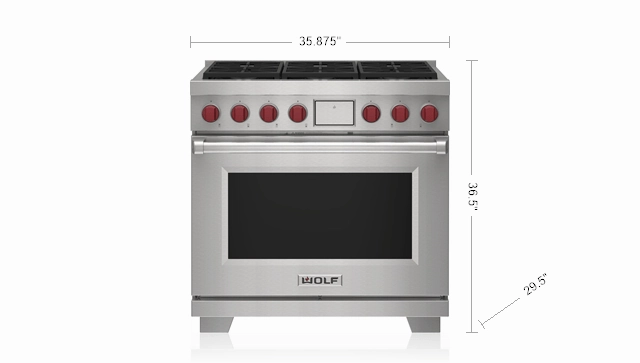 Wolf DF36650BKPLP 36" Dual Fuel Range - 6 Burners
