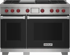 Wolf DF48450CGBKP 48" Dual Fuel Range - 4 Burners, Infrared Charbroiler And Infrared Griddle Freestanding Ranges freestanding dual fuel range 30 inch