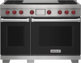 Wolf DF48450DGBKP 48" Dual Fuel Range - 4 Burners And Infrared Dual Griddle Freestanding Ranges freestanding dual fuel range 30 inch