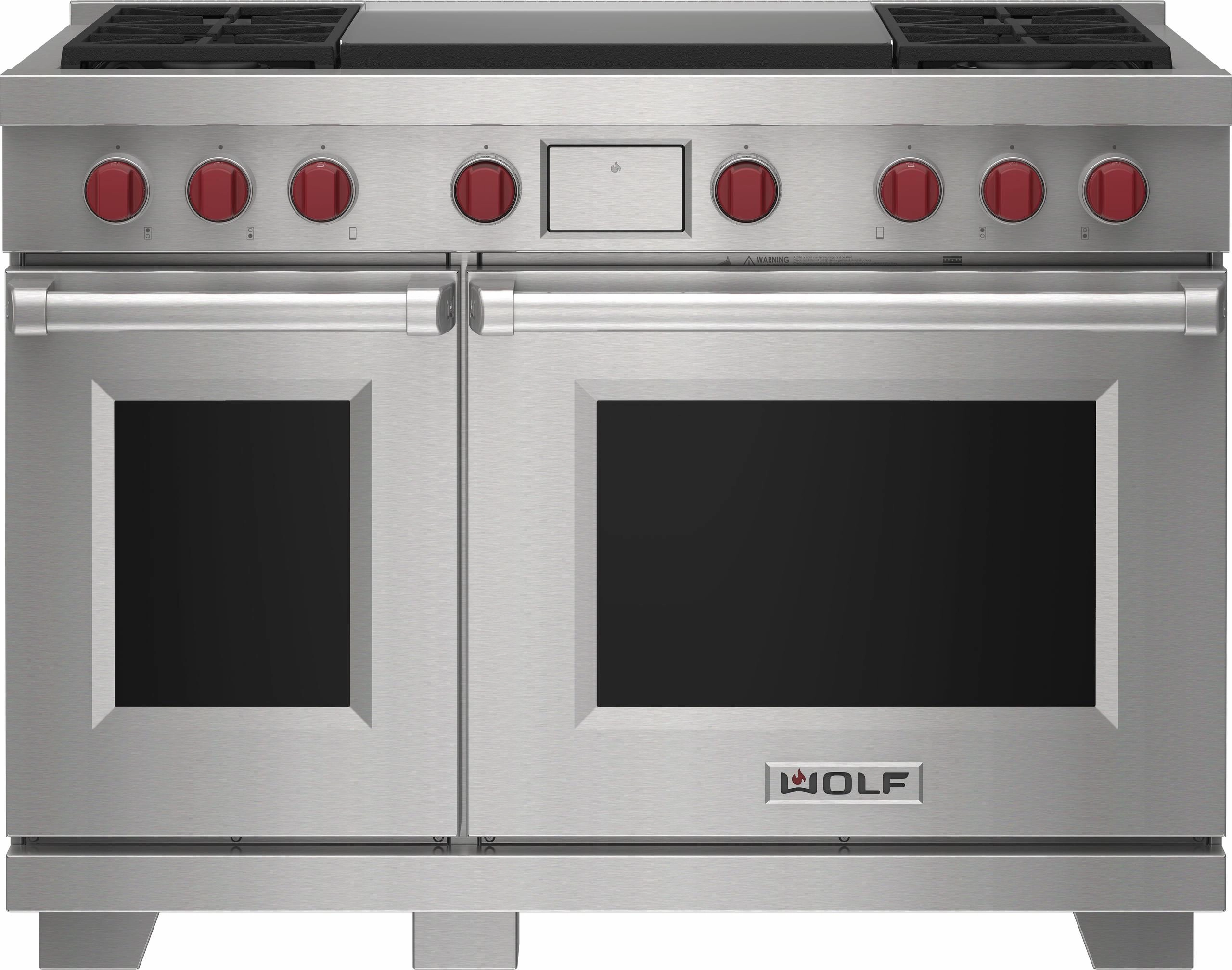Wolf DF48450DGBKPLP 48" Dual Fuel Range - 4 Burners And Infrared Dual Griddle