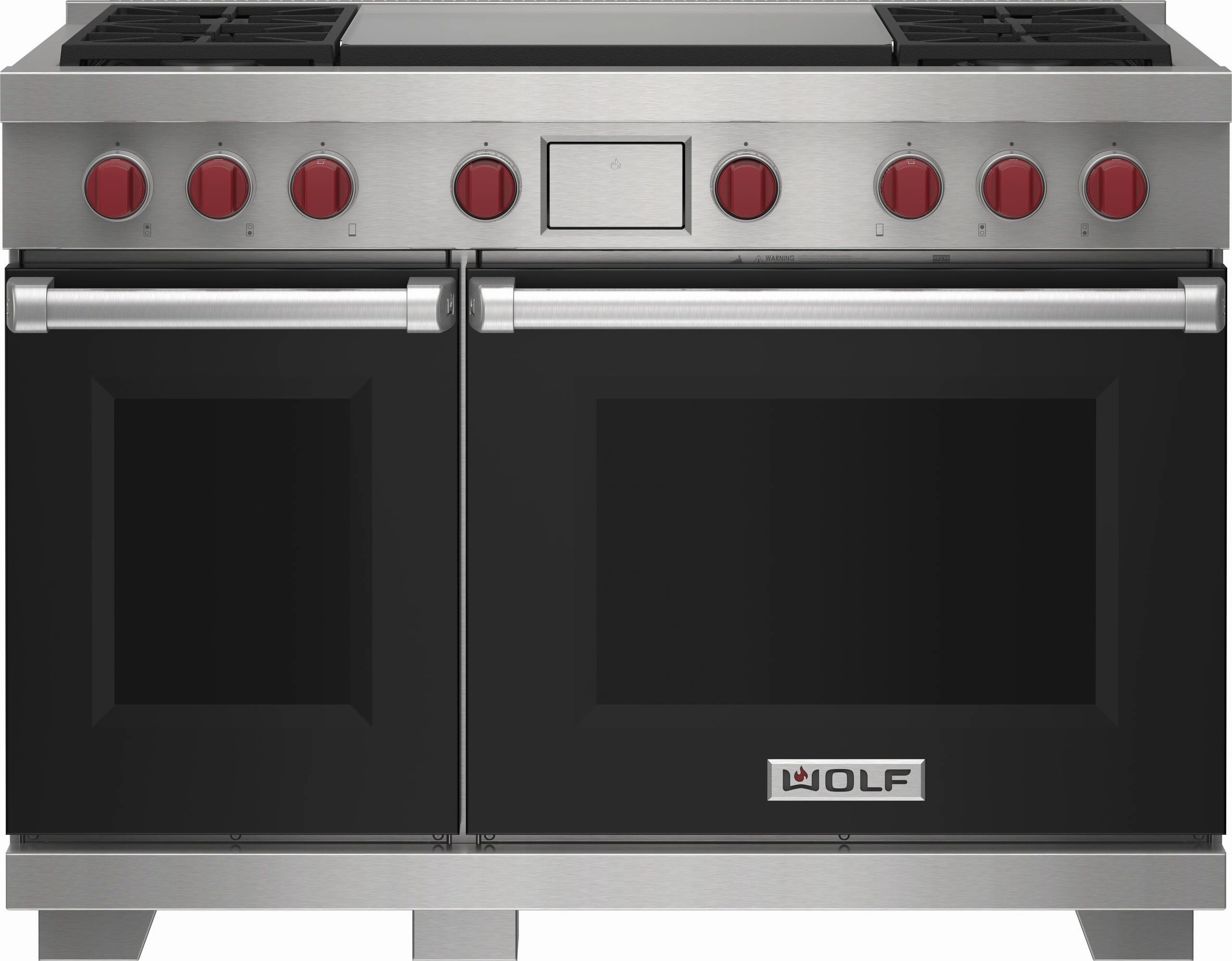 Wolf DF48450DGBKPLP 48" Dual Fuel Range - 4 Burners And Infrared Dual Griddle Freestanding Ranges freestanding dual fuel range 30 inch