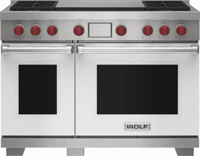 Wolf DF48450DGWHP 48" Dual Fuel Range - 4 Burners And Infrared Dual Griddle Freestanding Ranges freestanding dual fuel range 30 inch