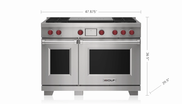 Wolf DF48450FBKP 48" Dual Fuel Range - 4 Burners And French Top