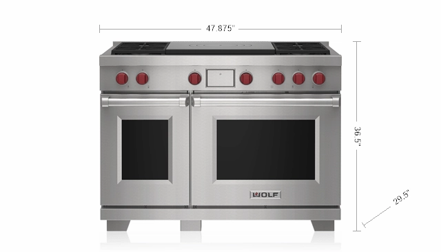 Wolf DF48450FBKPLP 48" Dual Fuel Range - 4 Burners And French Top