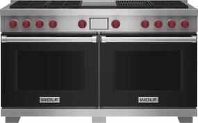 Wolf DF60650CGBKP 60" Dual Fuel Range - 6 Burners, Infrared Charbroiler And Infrared Griddle Freestanding Ranges freestanding dual fuel range 30 inch