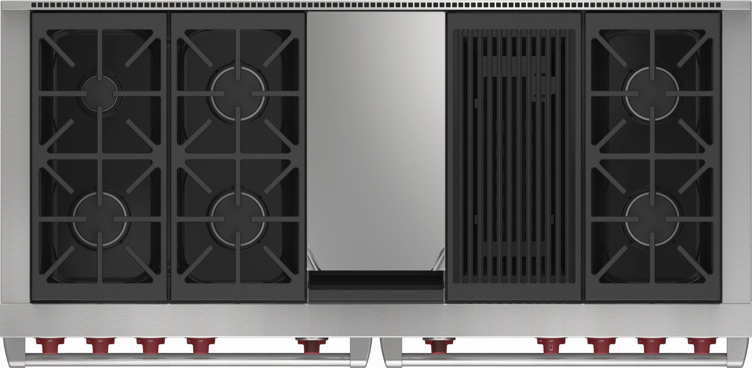 Wolf DF60650CGBKP 60" Dual Fuel Range - 6 Burners, Infrared Charbroiler And Infrared Griddle