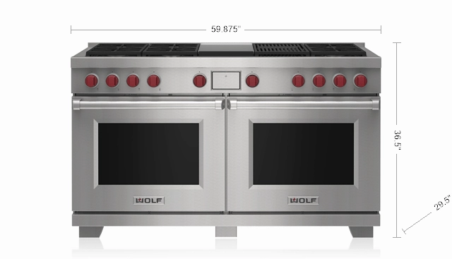Wolf DF60650CGBKPLP 60" Dual Fuel Range - 6 Burners, Infrared Charbroiler And Infrared Griddle