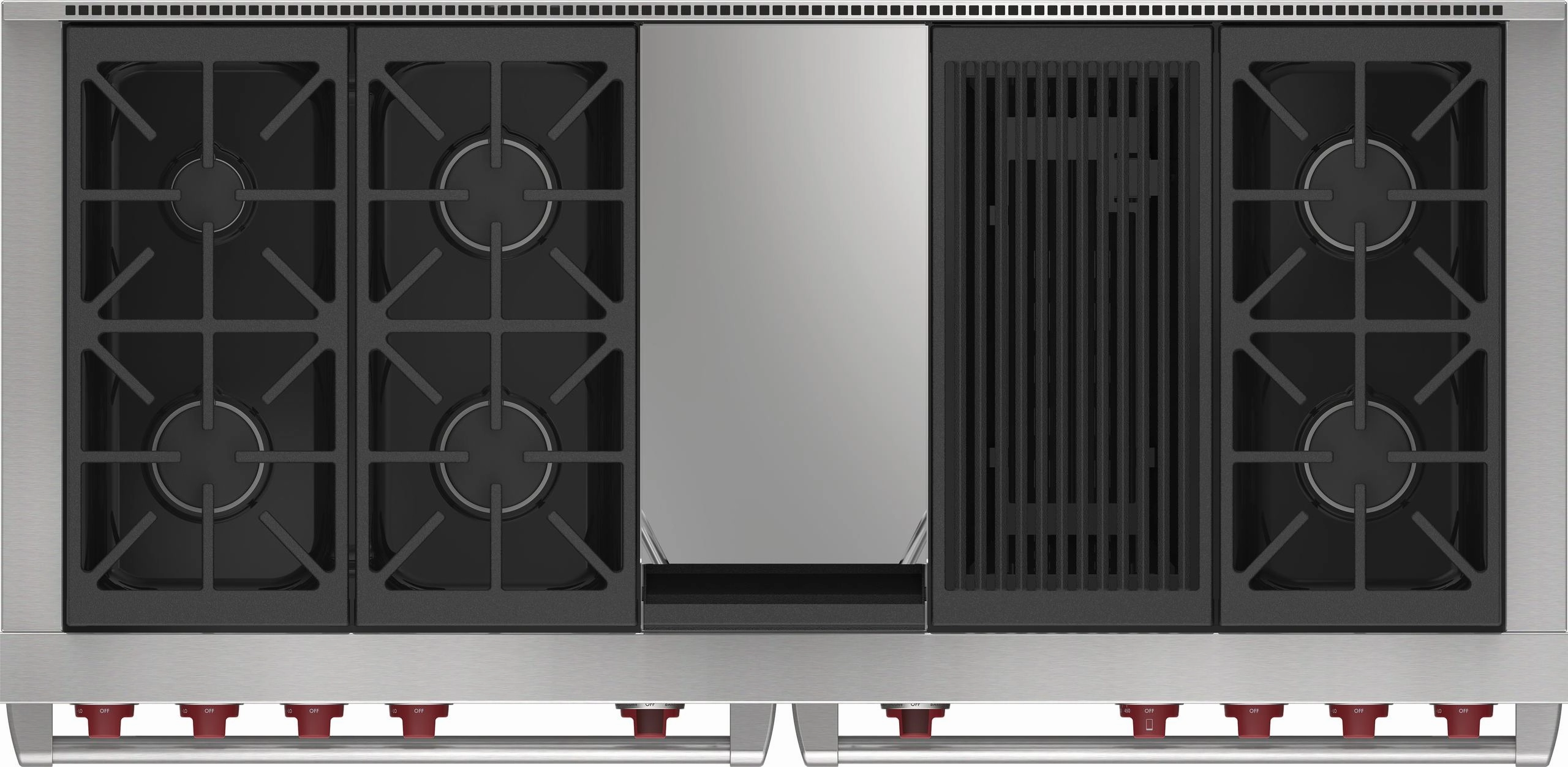 Wolf DF60650CGBKPLP 60" Dual Fuel Range - 6 Burners, Infrared Charbroiler And Infrared Griddle