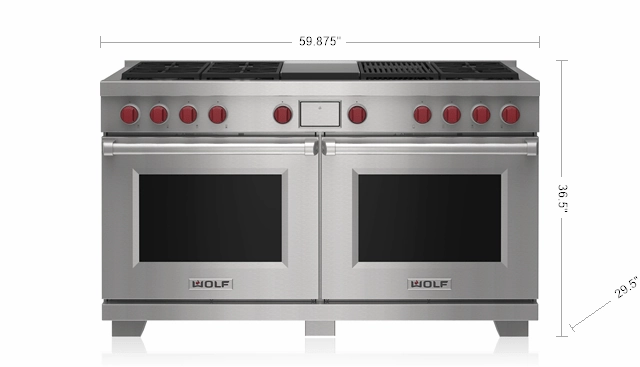 Wolf DF60650CGWHPLP 60" Dual Fuel Range - 6 Burners, Infrared Charbroiler And Infrared Griddle